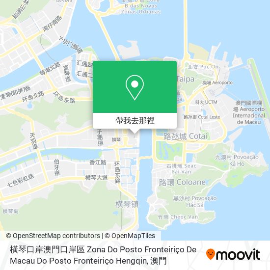 橫琴口岸澳門口岸區 Zona Do Posto Fronteiriço De Macau Do Posto Fronteiriço Hengqin地圖