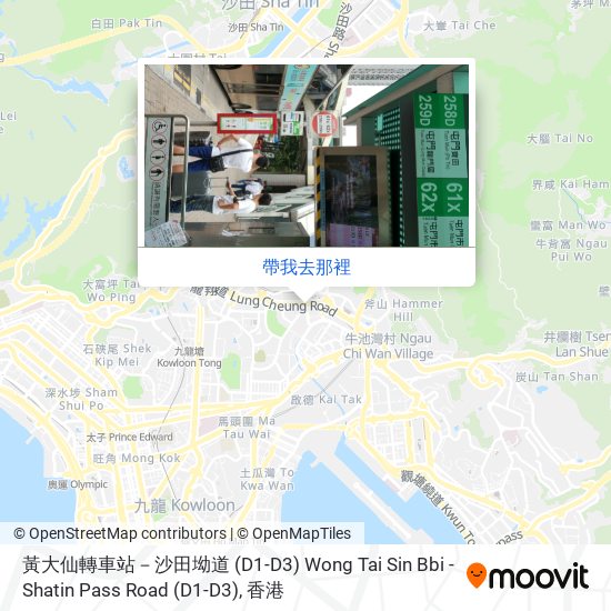 黃大仙轉車站－沙田坳道 (D1-D3) Wong Tai Sin Bbi - Shatin Pass Road (D1-D3)地圖