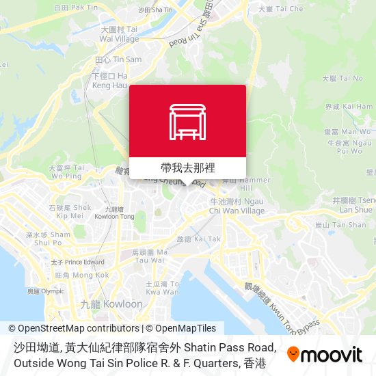 沙田坳道, 黃大仙紀律部隊宿舍外 Shatin Pass Road, Outside Wong Tai Sin Police R. & F. Quarters地圖
