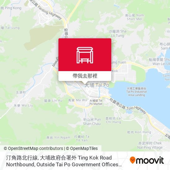 汀角路北行線, 大埔政府合署外 Ting Kok Road Northbound, Outside Tai Po Government Offices Building地圖