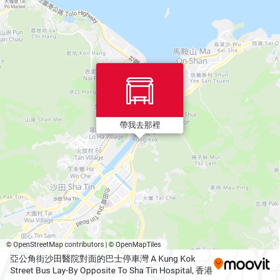 亞公角街沙田醫院對面的巴士停車灣 A Kung Kok Street Bus Lay-By Opposite To Sha Tin Hospital地圖