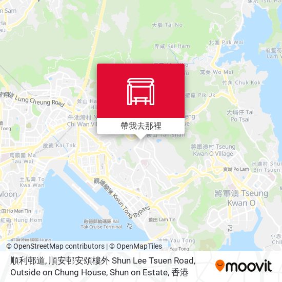順利邨道, 順安邨安頌樓外 Shun Lee Tsuen Road, Outside on Chung House, Shun on Estate地圖