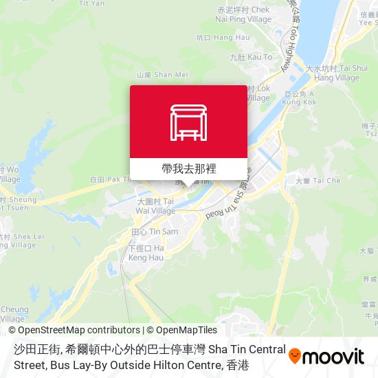 沙田正街, 希爾頓中心外的巴士停車灣 Sha Tin Central Street, Bus Lay-By Outside Hilton Centre地圖