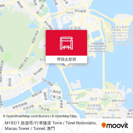 M182 / 1 旅遊塔 / 行車隧道 Torre / Túnel Rodoviário, Macau Tower / Tunnel地圖