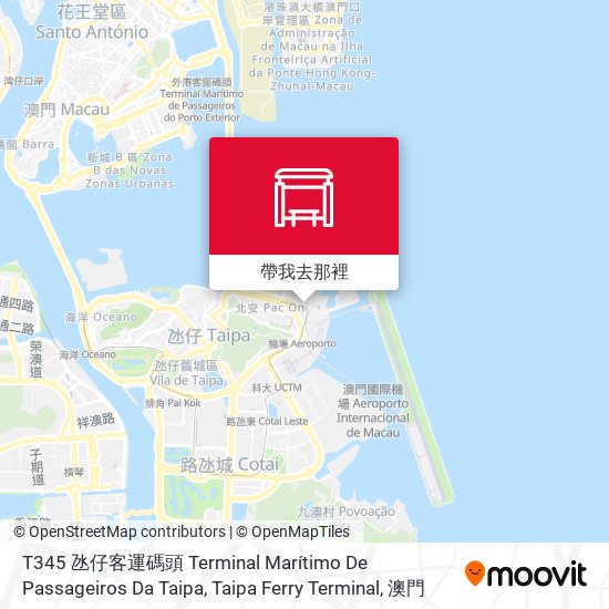 T345 氹仔客運碼頭 Terminal Marítimo De Passageiros Da Taipa, Taipa Ferry Terminal地圖