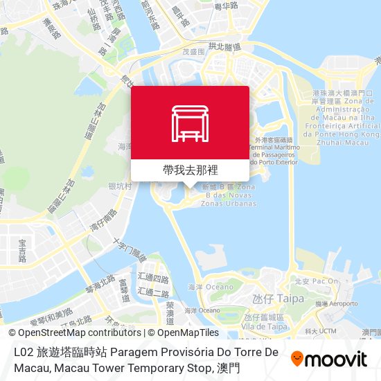 L02 旅遊塔臨時站  Paragem Provisória Do Torre De Macau, Macau Tower Temporary Stop地圖
