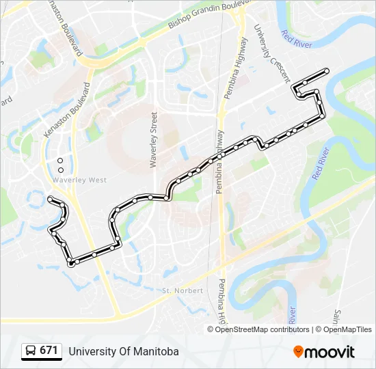 Plan de la ligne 671 de bus
