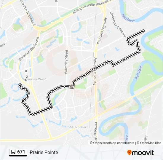 Plan de la ligne 671 de bus