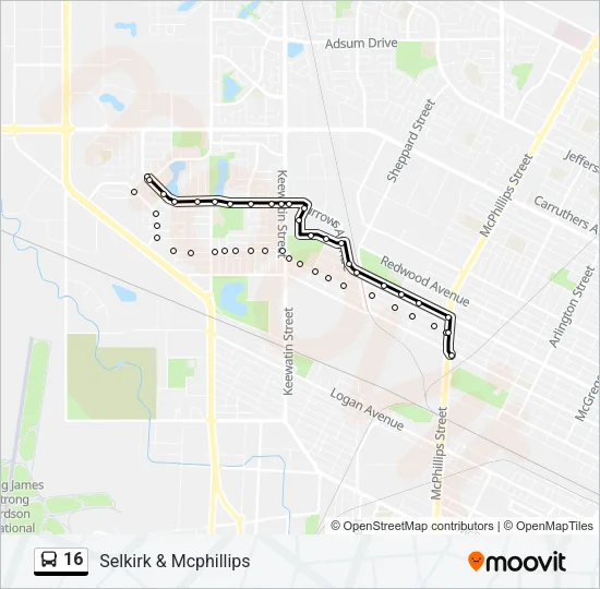 16 Bus Line Map