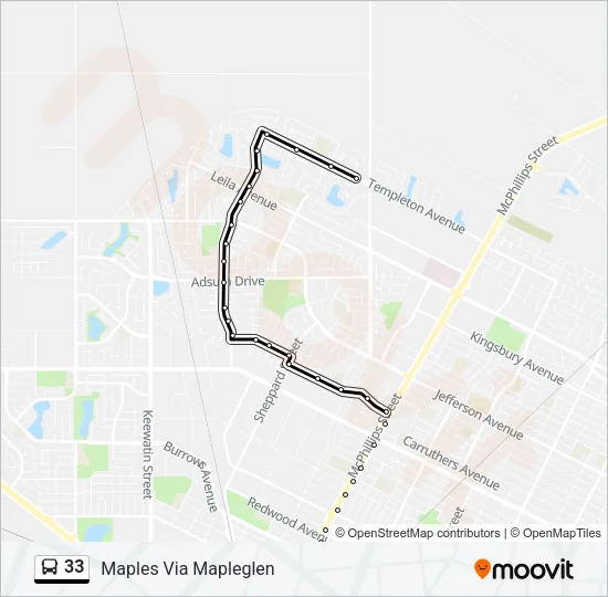 33 Bus Line Map