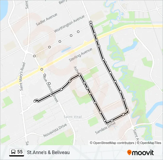 55 Bus Line Map