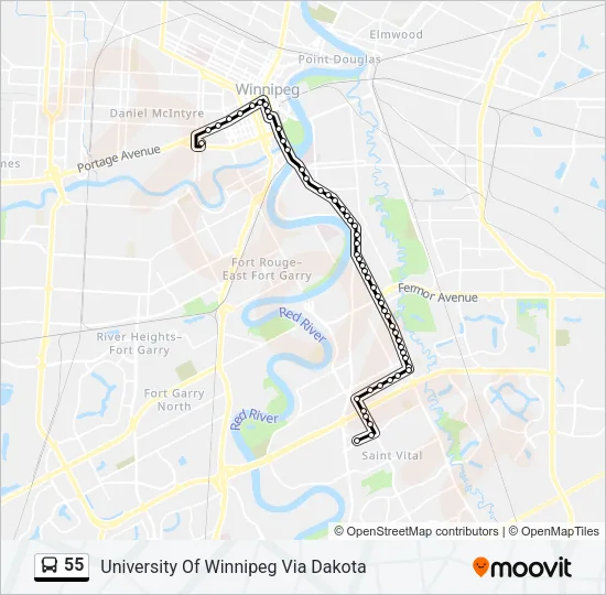55 Bus Line Map