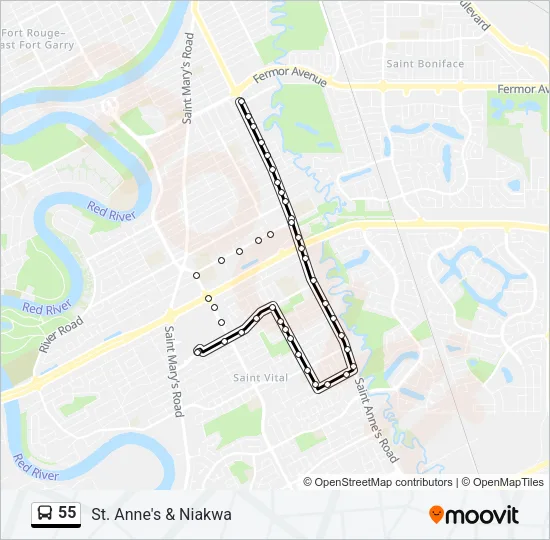 55 Bus Line Map