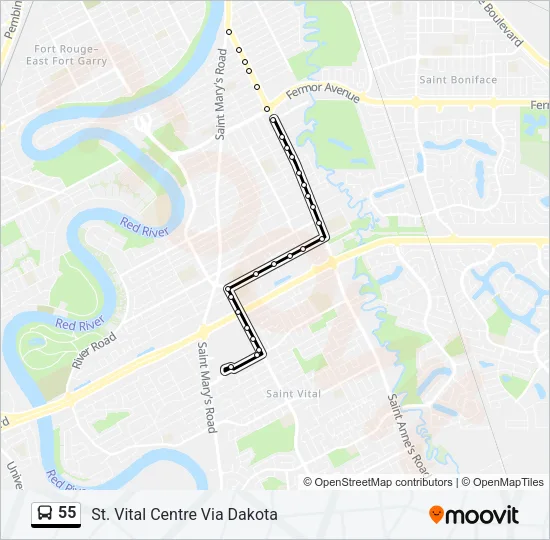 55 Bus Line Map