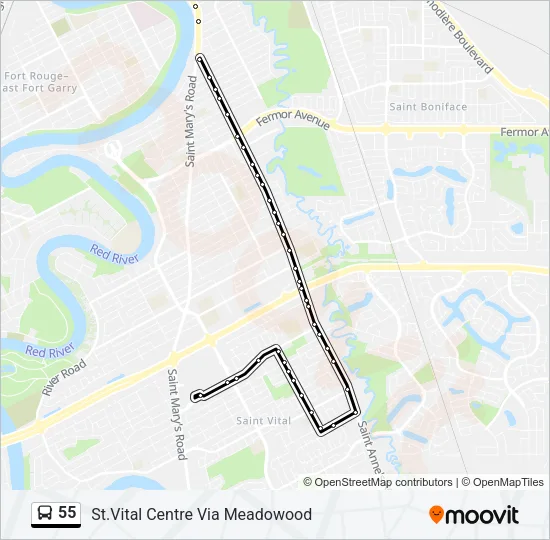 55 Bus Line Map
