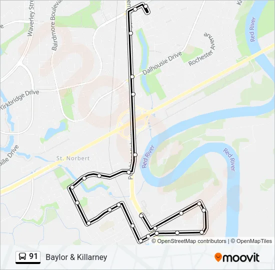 91 Bus Line Map