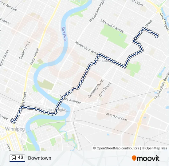 43 Bus Line Map