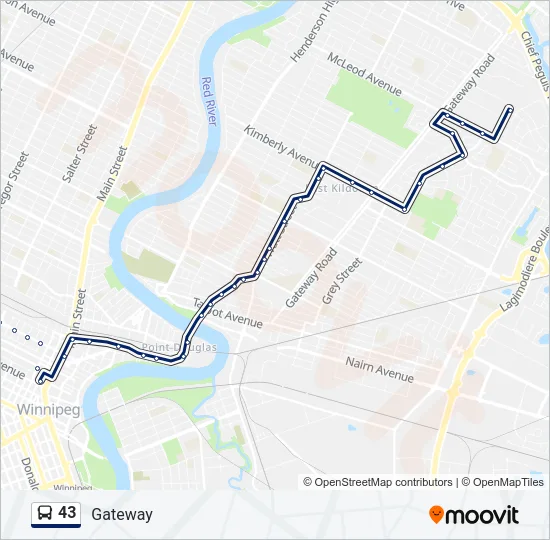 43 Bus Line Map