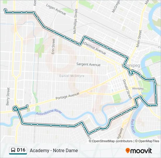 D16 Bus Line Map