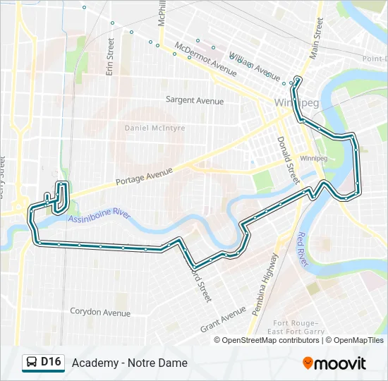 D16 Bus Line Map