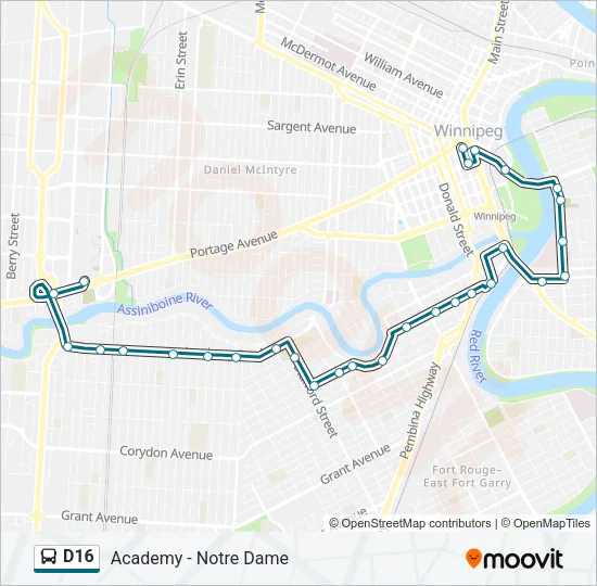 D16 Bus Line Map
