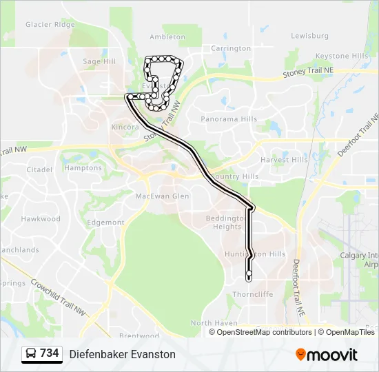 734 Bus Line Map