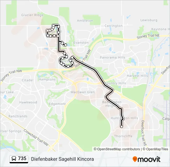 735 Bus Line Map
