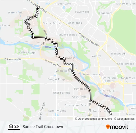 Plan de la ligne 26 de bus