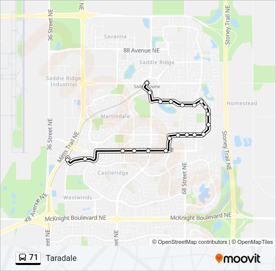 71 Bus Line Map