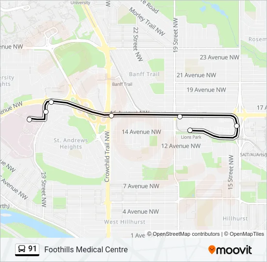 91 Bus Line Map