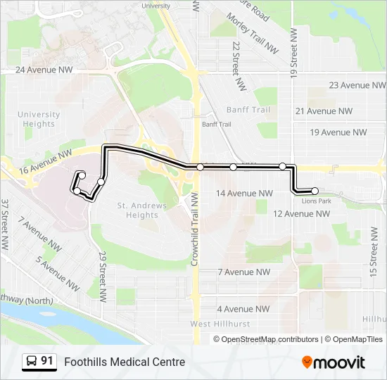 91 Bus Line Map