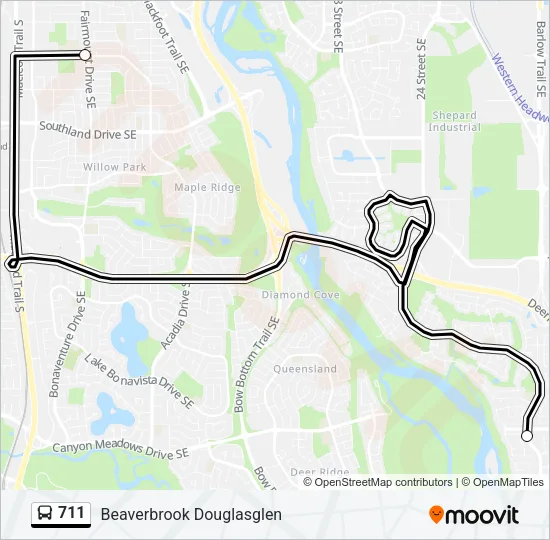 Plan de la ligne 711 de bus