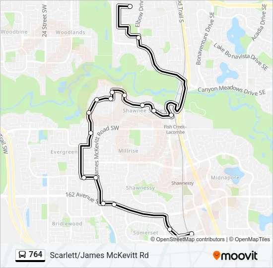 Plan de la ligne 764 de bus