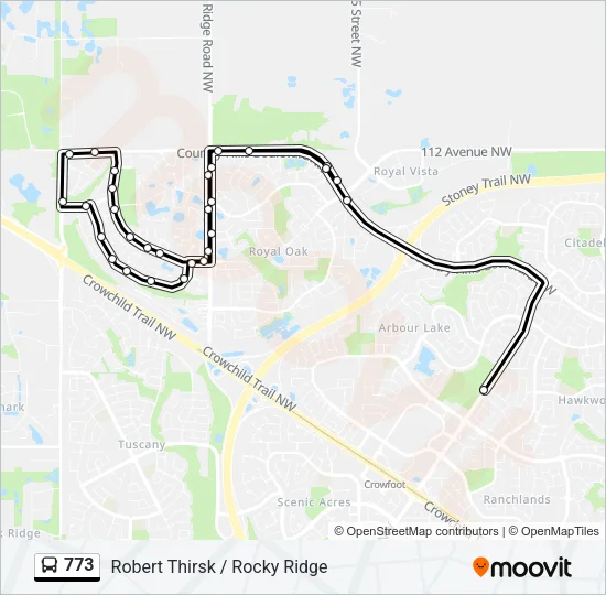 Plan de la ligne 773 de bus