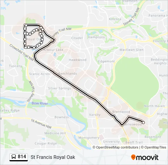 Plan de la ligne 814 de bus