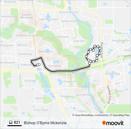 Plan de la ligne 821 de bus
