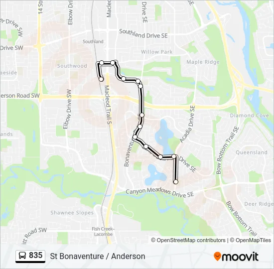 835 Bus Line Map