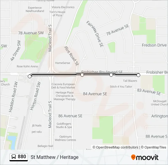 880 Bus Line Map