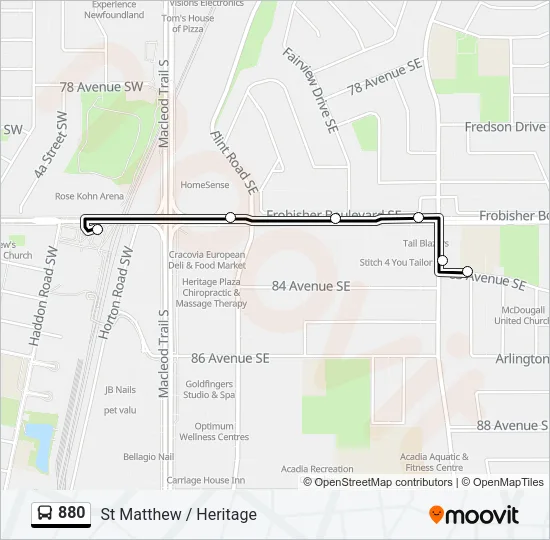 880 Bus Line Map