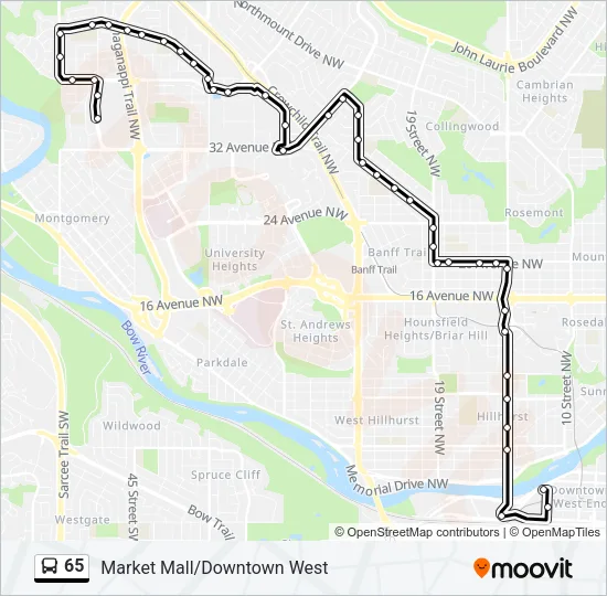 65 Bus Line Map