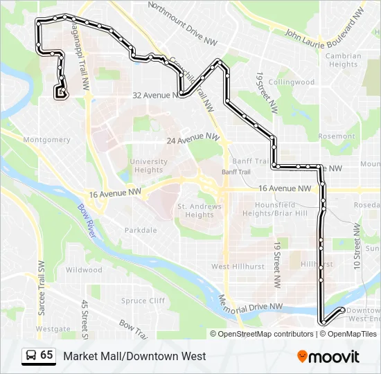 65 Bus Line Map