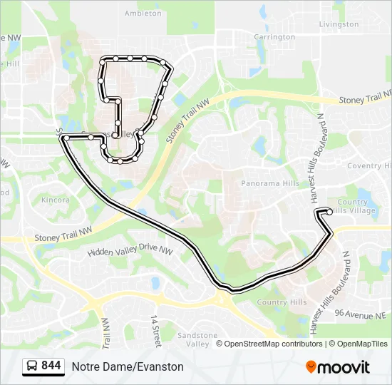 844 Bus Line Map