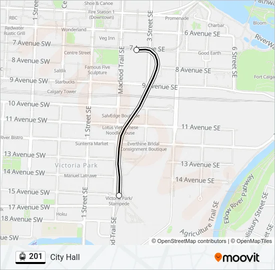 Plan de la ligne 201 de tram