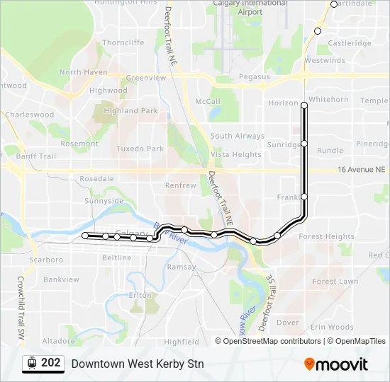 Plan de la ligne 202 de tram