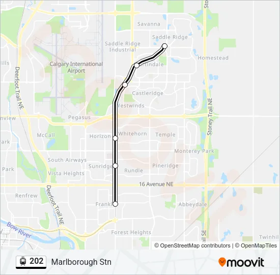 Plan de la ligne 202 de tram