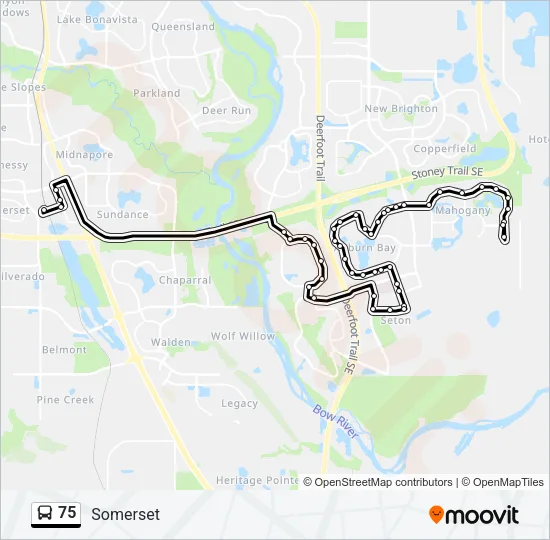 Plan de la ligne 75 de bus