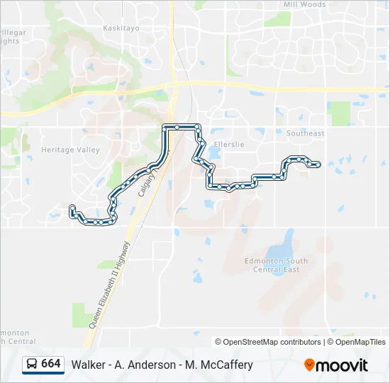 664 Bus Line Map