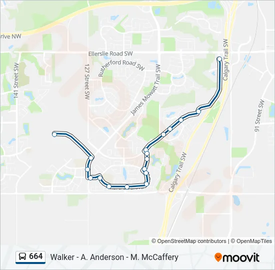 664 Bus Line Map
