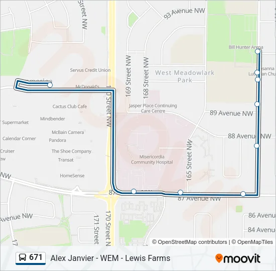 671 Bus Line Map