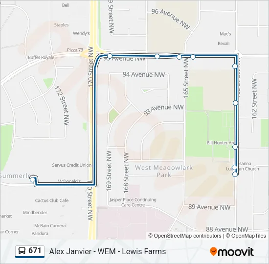671 Bus Line Map